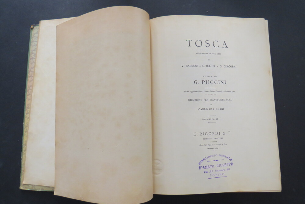 GIACOMO PUCCINI. Tosca. Libretto di V. Sardou - L. Illica - G. Giacosa. Pianoforte solo.