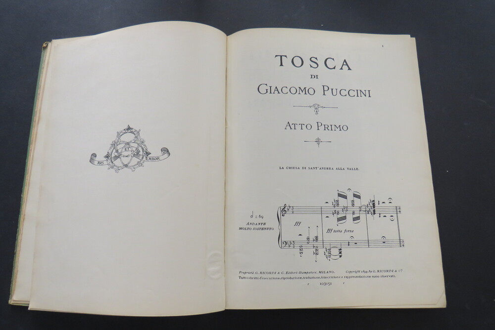 GIACOMO PUCCINI. Tosca. Libretto di V. Sardou - L. Illica - G. Giacosa. Pianoforte solo.