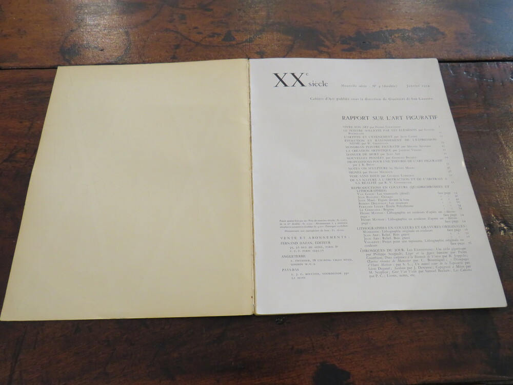 XX SIÈCLE. Rapport sur l’art figuratif. N. 4 (double).