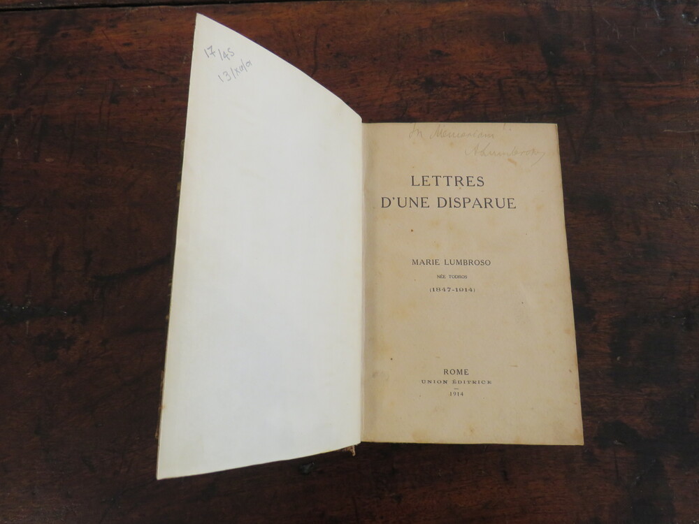 MARIE LUMBROSO TODROS (1847-1914). Lettres d’une disparue.