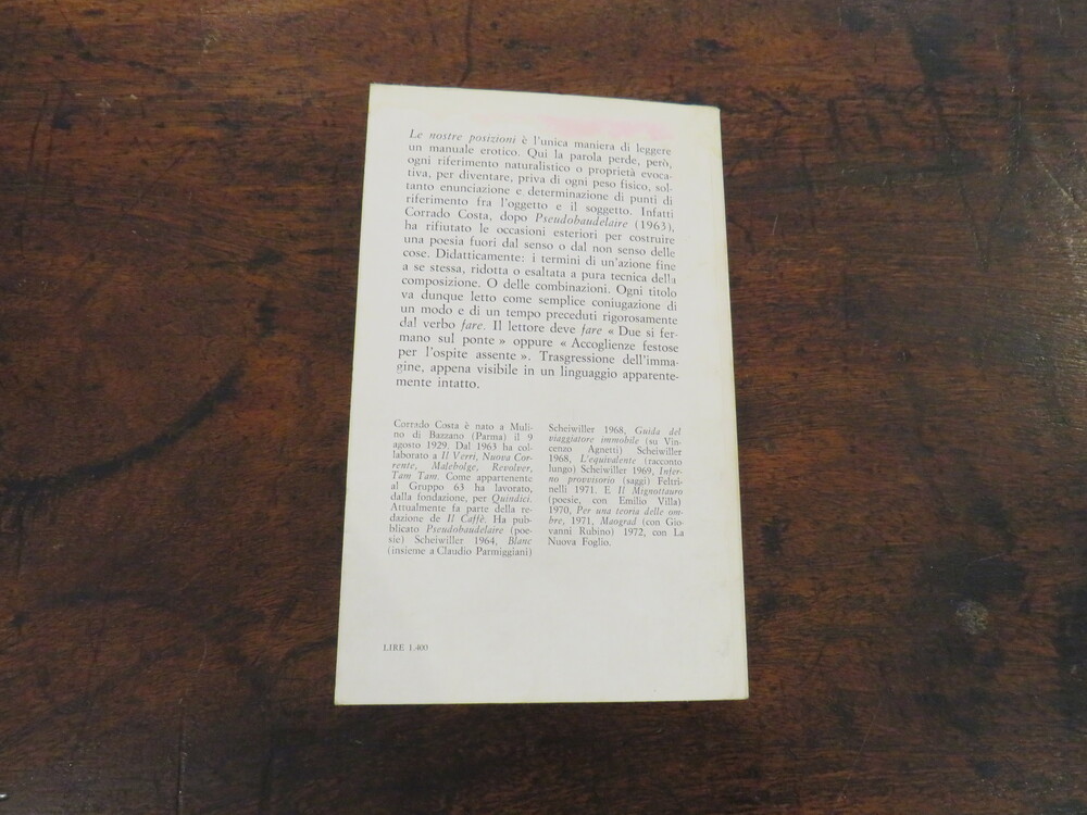 CORRADO COSTA. Le nostre posizioni.