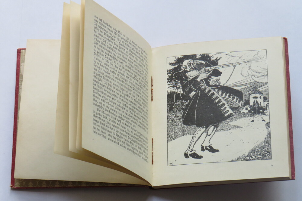 GOTTFRIED AUGUST BURGER. Münchhausen. Reisen und Abenteuer. Fahrten und Abenteuer des Freiherrn von Münchhausen. Deutsch von G. A. Bürger. Bilder und Buchschmuck von Franz Wacik. Text gesichtet von Hans Fraungruber.