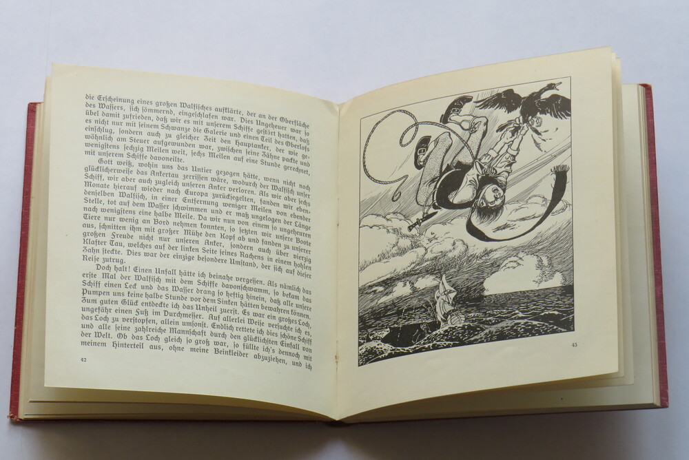 GOTTFRIED AUGUST BURGER. Münchhausen. Reisen und Abenteuer. Fahrten und Abenteuer des Freiherrn von Münchhausen. Deutsch von G. A. Bürger. Bilder und Buchschmuck von Franz Wacik. Text gesichtet von Hans Fraungruber.