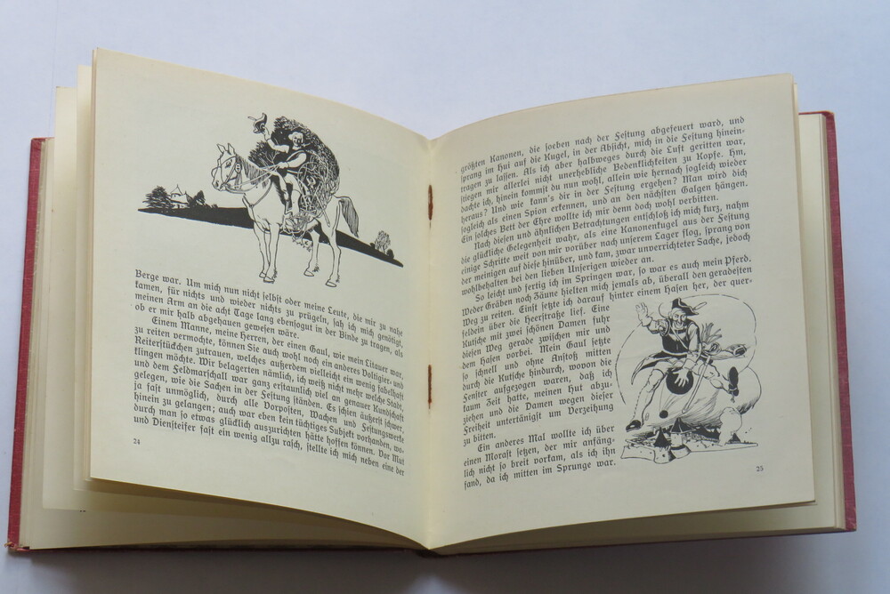 GOTTFRIED AUGUST BURGER. Münchhausen. Reisen und Abenteuer. Fahrten und Abenteuer des Freiherrn von Münchhausen. Deutsch von G. A. Bürger. Bilder und Buchschmuck von Franz Wacik. Text gesichtet von Hans Fraungruber.