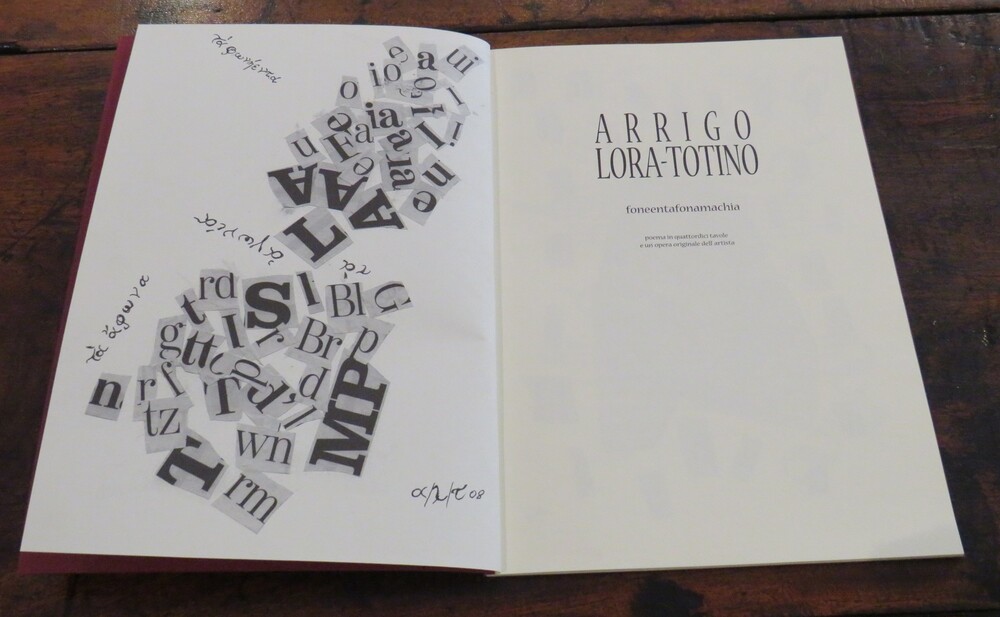 ARRIGO LORA TOTINO. foneentafonamachia. Poema in quattordici tavole e un’opera originale dell’artista.