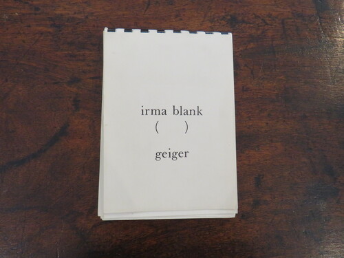 Libri d'artista IRMA BLANK. irma blank block-notes geiger.