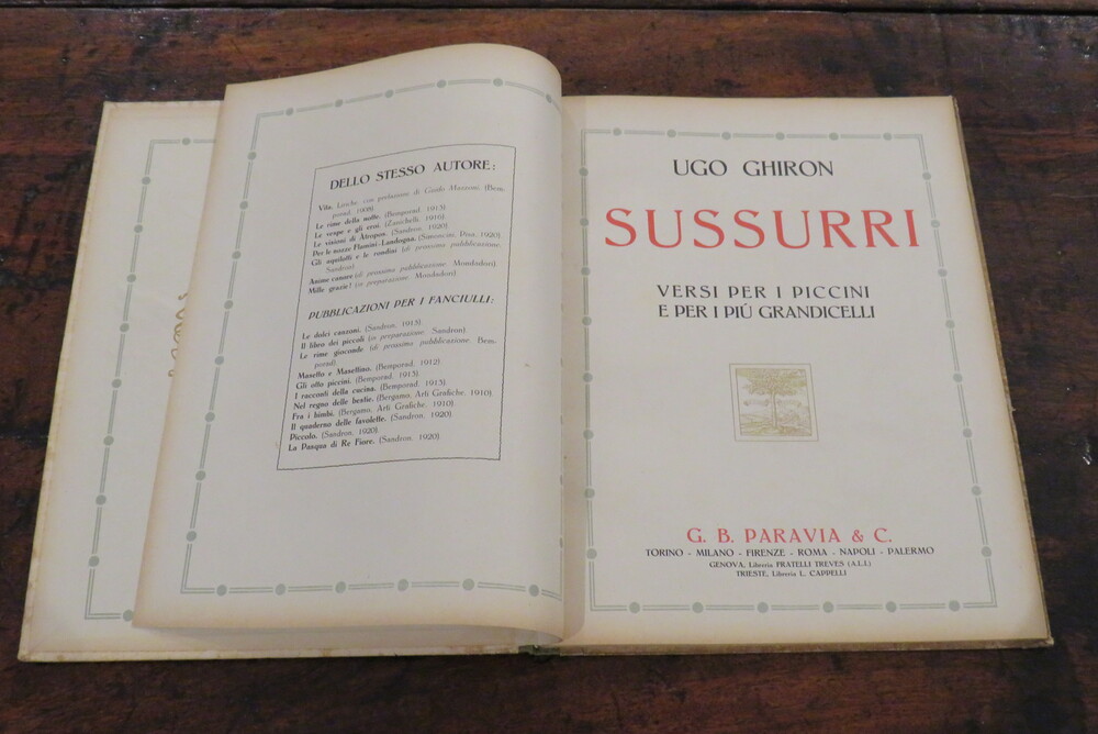 UGO GHIRON. Sussurri. Versi per i piccini e per i più grandicelli.
